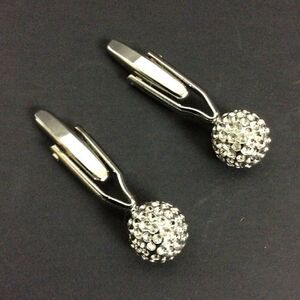 Mens Cuff Links Pair Textured Silver Chrome Sphere Golf Disco Ball Dress Formal